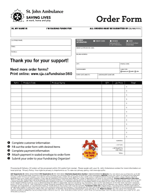 St. John Ambulance Order Form