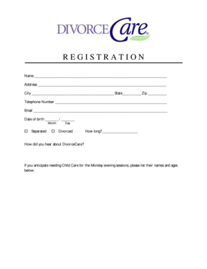 DivorceCare Registration Form