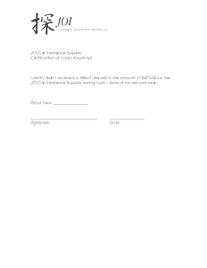 JOI Car Insurance Subsidy Certification