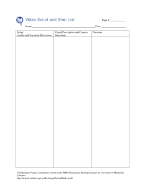 Video Script and Shot List Template