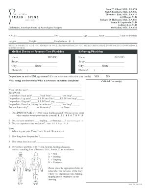 Neurological Surgery Patient Intake Form