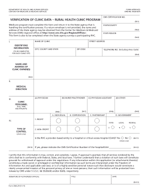 Verification of Clinic Data Form