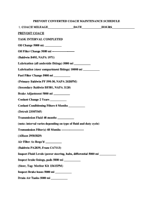 Prevost Coach Maintenance Schedule