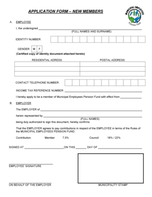 Municipal Employees Pension Fund Application Form