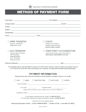 Method of Payment Form