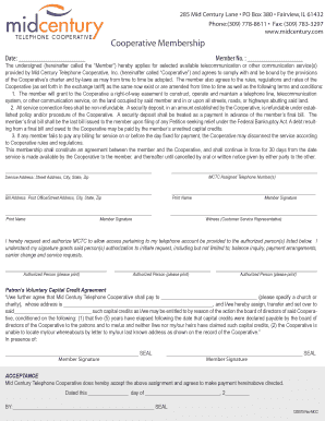 Telephone Cooperative Membership Application