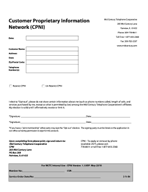 CPNI Opt-Out Form