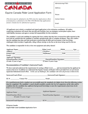 Equine Canada Rider Level Application Form