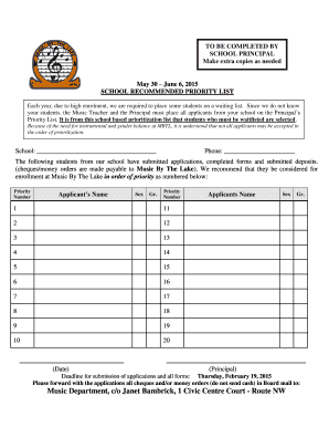 In order of priority - mbtlca