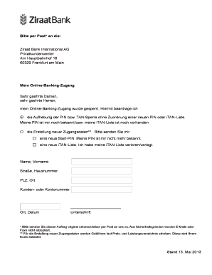 Anfrage zur Aufhebung der PIN- bzw. TAN-Sperre