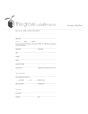 The Grove Cafe Catering Order Form