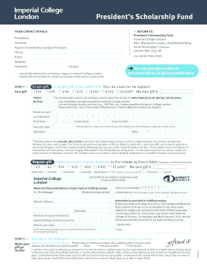 President’s Scholarship Fund Donation Form