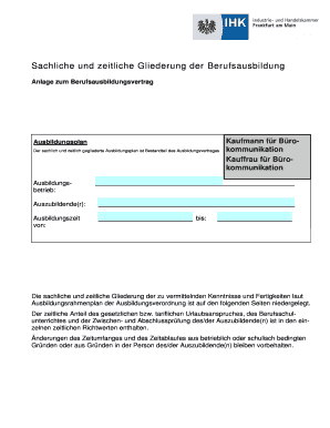 Ausbildungsplan Kaufmann für Bürokommunikation