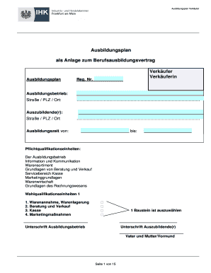 Ausbildungsplan Verkäufer