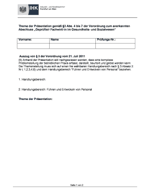 Präsentation zum anerkannten Abschluss „Geprüfte/r Fachwirt/-in im Gesundheits- und Sozialwesen“