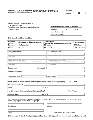 Anmeldung zur Abschlussprüfung