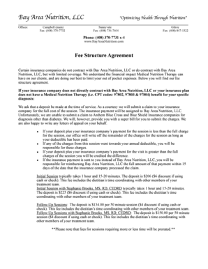 Bay Area Nutrition Fee Structure Agreement