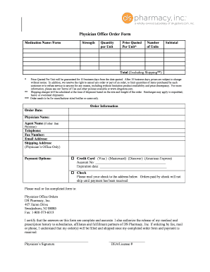 Physician Office Order Form