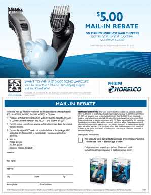 Philips Norelco Hair Clippers Mail-In Rebate Form