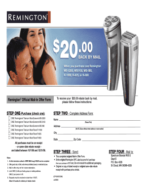 Remington Product Rebate Form