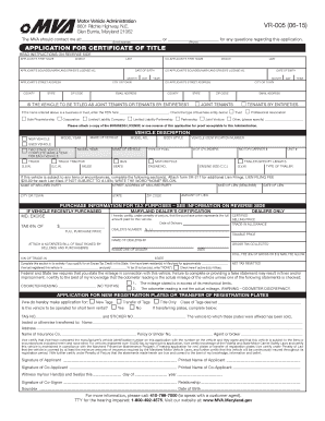 Maryland Certificate of Title Application