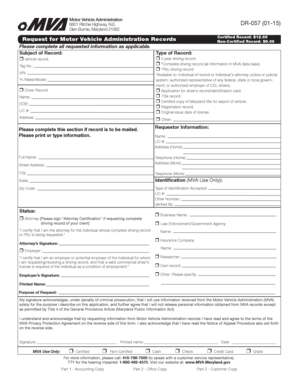Maryland Motor Vehicle Records Request Form