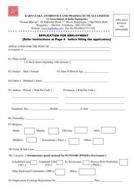 Karnataka Antibiotics Employment Application