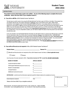 Student Income Verification Form