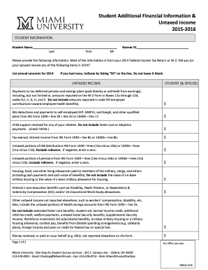 Student Additional Financial Information Form