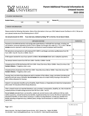 Parent Additional Financial Information Form