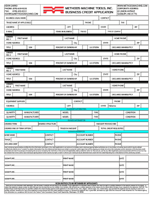 Business Credit Application Form