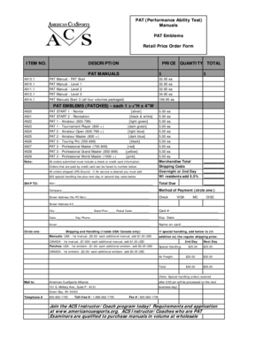 PAT Retail Price Order Form