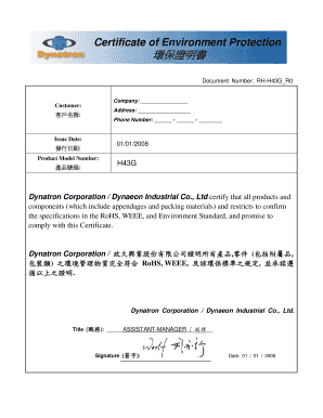 Certificate of Environment Protection