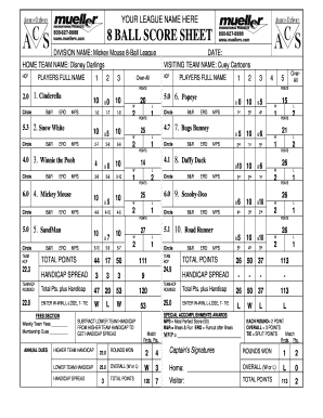 Apa 9 Ball Score Sheet - Fill Online, Printable, Fillable, Blank