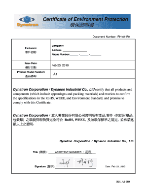 Certificate of Environment Protection