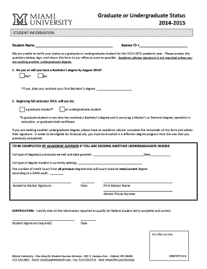 Graduate or Undergraduate Status Form