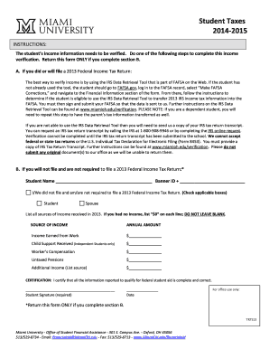 Student Income Verification Form