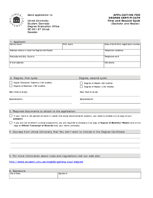 Application for Degree Certificate