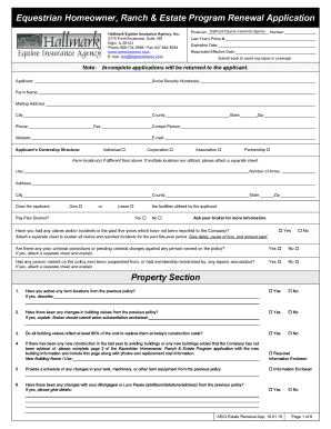 Equestrian Homeowner Ranch Estate Program Renewal Application