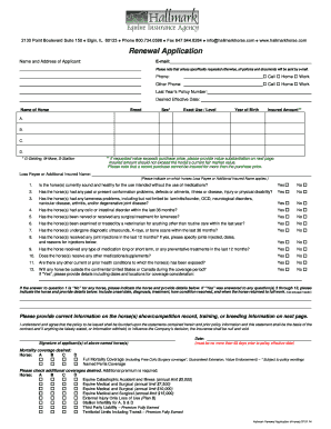 Horse Insurance Renewal Application