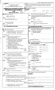 American Housing Survey Form AHS-63