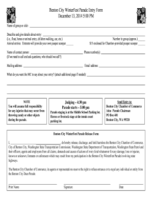 Benton City WinterFest Parade Entry Form
