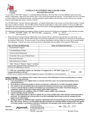 Conflict of Interest Disclosure Form