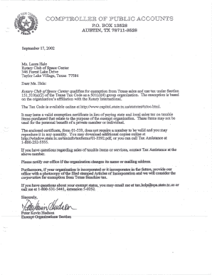 Texas Sales and Use Tax Exemption Certification