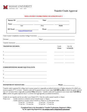 Transfer Credit Approval Form