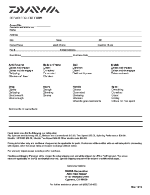Reel Repair Request Form