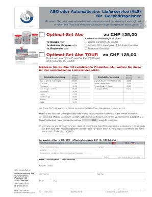 FitLine-Abo Bestellformular