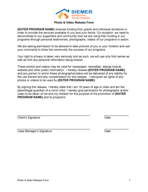 Photo & Video Release Form