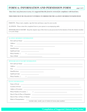 Alateen Event Information and Permission Form