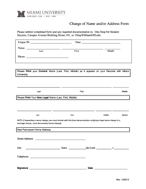 Change of Name and Address Form